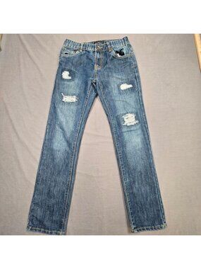 Lucky Brand 16 Youth Boys Billy Straight Distressed Blue Jeans